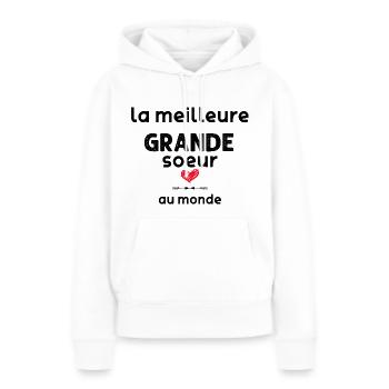 Grande Soeur Préférée Je T'Aime - Sweat à capuche Premium bio Femme - blanc - Devant - Julia (174cm)