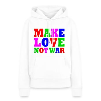 Make love not war - Sweat à capuche Premium bio Femme - blanc - Devant - Julia (174cm)