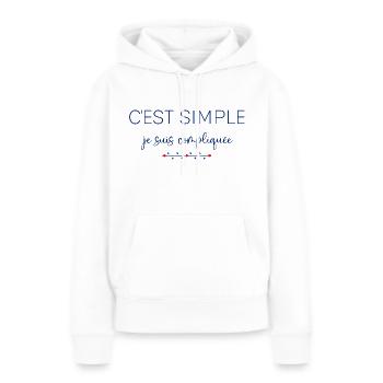 13 - c'est simple je suis compliquée 9.png - Sweat à capuche Premium bio Femme - blanc - Devant - Julia (174cm)