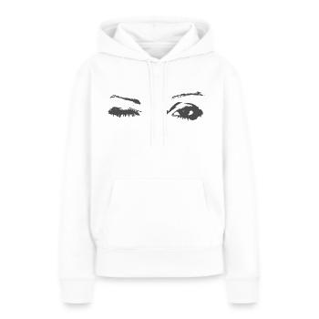 clin d'oeil - Sweat à capuche Premium bio Femme - blanc - Devant - Julia (174cm)