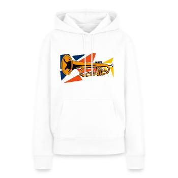 Trompette en laiton Pop Art - Sweat à capuche Premium bio Femme - blanc - Devant - Julia (174cm)