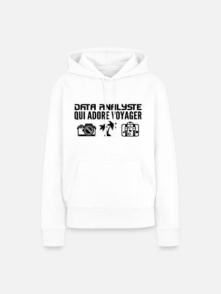 Reisende & Datenanalysten: Leidenschaft & Entdeckung - Frauen Premium Bio Hoodie - Weiß