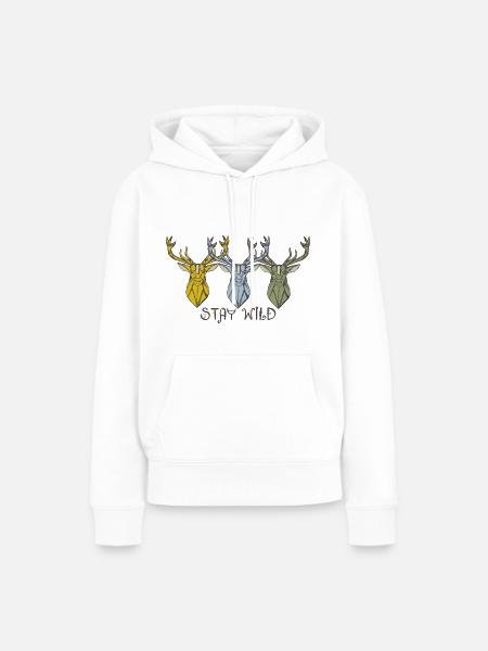 Hirsch - Frauen Premium Bio Hoodie - Weiß