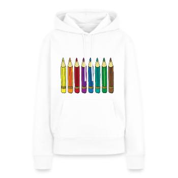 crayons de couleur - Sweat à capuche Premium bio Femme - blanc - Devant - Julia (174cm)