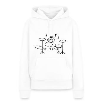 Batteur cool à la batterie - Sweat à capuche Premium bio Femme - blanc - Devant - Julia (174cm)