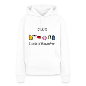 Pas le temps - J’ai encore du linge à accrocher - Sweat à capuche Premium bio Femme - blanc - Devant - Julia (174cm)