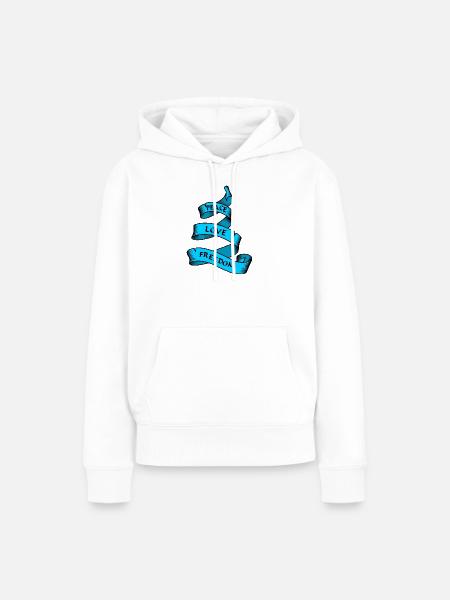 Frieden Liebe Freiheit blau - Frauen Premium Bio Hoodie - Weiß