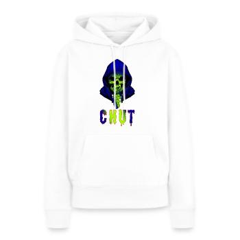 Tête de mort chut - Sweat à capuche Premium bio Femme - blanc - Devant - Julia (174cm)