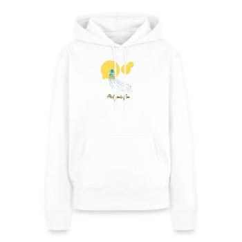 Trouvez votre rythme – Méduses lumineuses - Sweat à capuche Premium bio Femme - blanc - Devant - Julia (174cm)