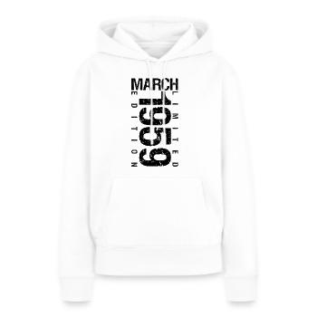 Anniversaire Mars 1959 Mars né en Mars - Sweat à capuche Premium bio Femme - blanc - Devant - Julia (174cm)