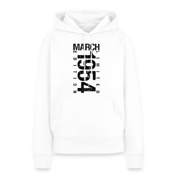 Anniversaire Mars 1954 Mars né en Mars - Sweat à capuche Premium bio Femme - blanc - Devant - Julia (174cm)