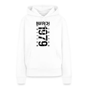 Anniversaire Mars 1979 Mars né en Mars - Sweat à capuche Premium bio Femme - blanc - Devant - Julia (174cm)