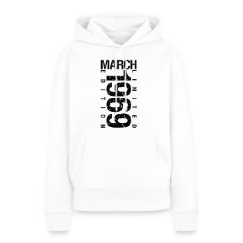 Anniversaire Mars 1969 Mars né en Mars - Sweat à capuche Premium bio Femme - blanc - Devant - Julia (174cm)
