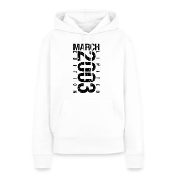 Anniversaire Mars 2023 Mars né en Mars - Sweat à capuche Premium bio Femme - blanc - Devant - Julia (174cm)
