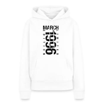 Anniversaire Mars 1996 Mars né en Mars - Sweat à capuche Premium bio Femme - blanc - Devant - Julia (174cm)