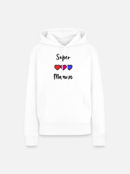 SUPER MAMA - Frauen Premium Bio Hoodie - Weiß