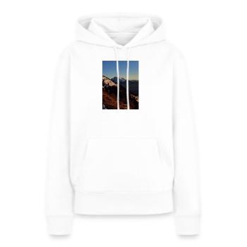 Sonnenuntergang über schneebedeckten Gipfeln - Frauen Premium Bio Hoodie - Weiß - Vorne - Julia (174cm)