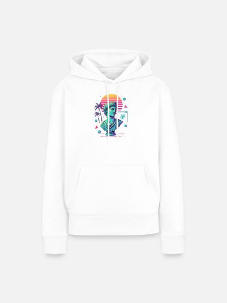 Vaporwave Ästhetik – Antike trifft Neon - Frauen Premium Bio Hoodie - Weiß
