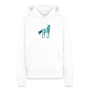 Licorne à la robe cyan - Sweat à capuche Premium bio Femme - blanc - Devant - Julia (174cm)
