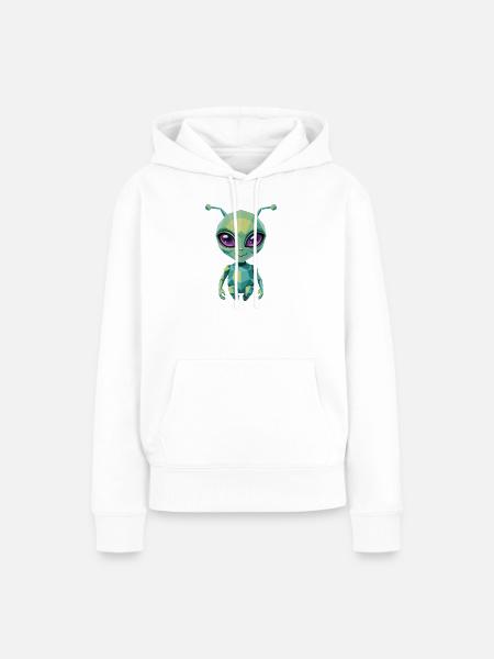 Alien - Cooles Low-Poly-Logo - Frauen Premium Bio Hoodie - Weiß