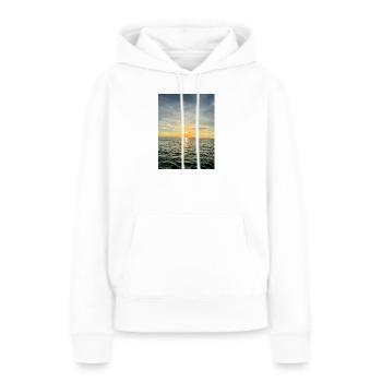 Coucher de soleil au bord de la mer Atmosphère du soir - Sweat à capuche Premium bio Femme - blanc - Devant - Julia (174cm)