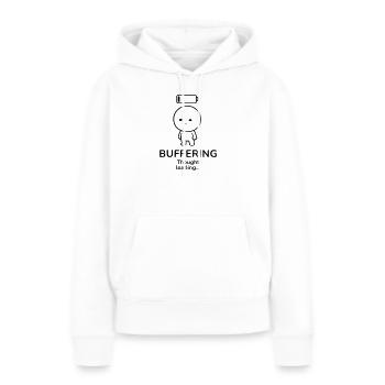 Tampon – Chargement de pensées | Humeur de surpensatrice - Sweat à capuche Premium bio Femme - blanc - Devant - Julia (174cm)
