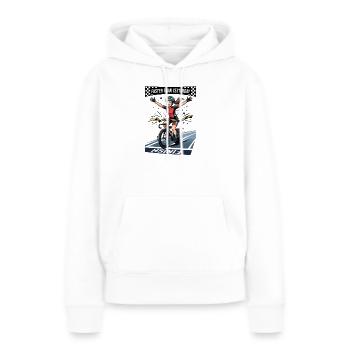 Cycliste sur piste animé plus rapide qu’hier - Sweat à capuche Premium bio Femme - blanc - Devant - Julia (174cm)
