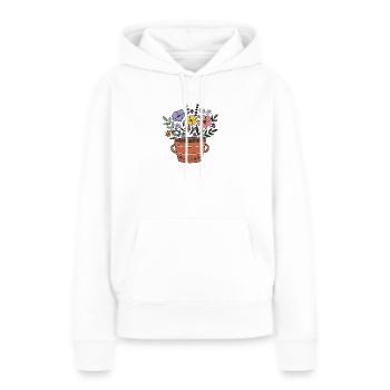 Blumen im Terrakotta-Topf - Frauen Premium Bio Hoodie - Weiß - Vorne - Julia (174cm)