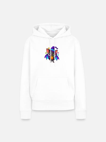Kürbisbat Hexe Halloween - Frauen Premium Bio Hoodie - Weiß