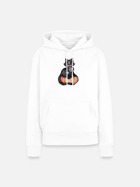 Mitternachtskatze auf Kürbis - Frauen Premium Bio Hoodie - Weiß