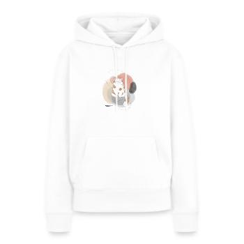 🐾 Rot-Weiße Katze 🐈 - Frauen Premium Bio Hoodie - Weiß - Vorne - Julia (174cm)