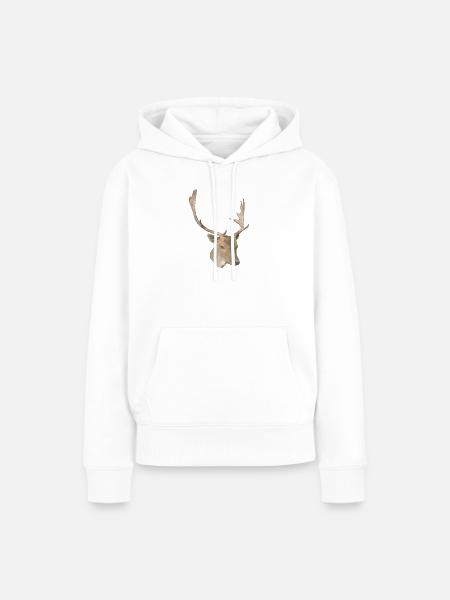 Hirschkopf - Frauen Premium Bio Hoodie - Weiß