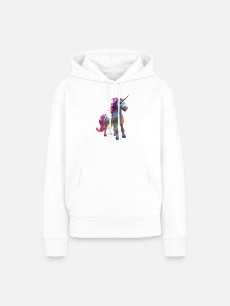 Pastell-Einhornblüte - Frauen Premium Bio Hoodie - Weiß