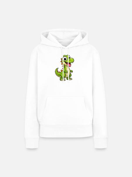 Fröhlicher Dino mit Zacken - Frauen Premium Bio Hoodie - Weiß