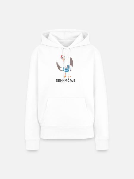 SEH-MÖWE – Lustige Möwe mit Brille Cartoon - Frauen Premium Bio Hoodie - Weiß