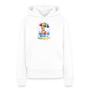 Ver de terre avec un parapluie coloré - Sweat à capuche Premium bio Femme - blanc - Devant - Julia (174cm)