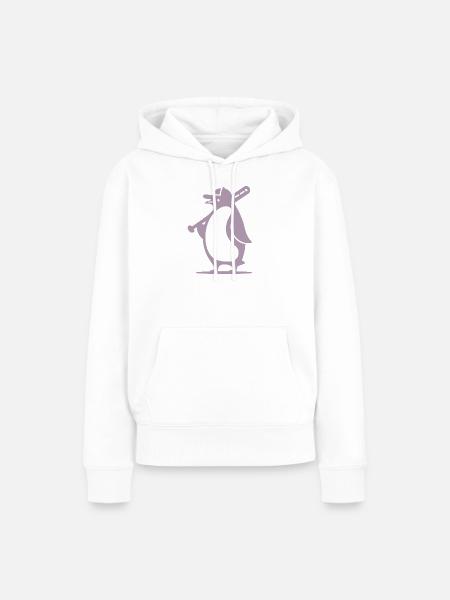 Pinguin Baseballspieler Silhouette - Frauen Premium Bio Hoodie - Weiß