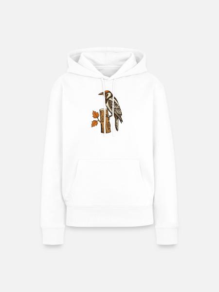 Specht am Herbststamm - Frauen Premium Bio Hoodie - Weiß