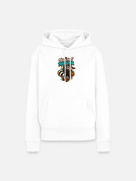 RobVibe Wildclub – Halloween-Waschbär - Frauen Premium Bio Hoodie - Weiß