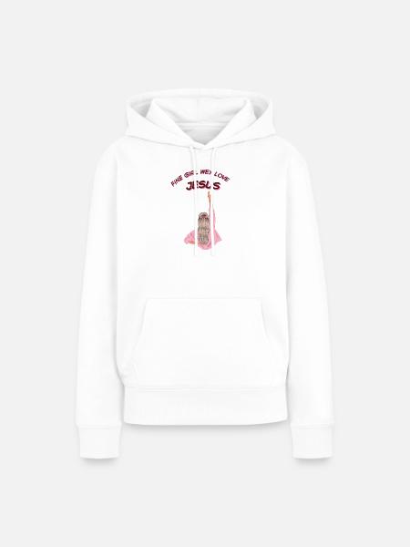 feines Mädchen, wir lieben Jesus - Frauen Premium Bio Hoodie - Weiß