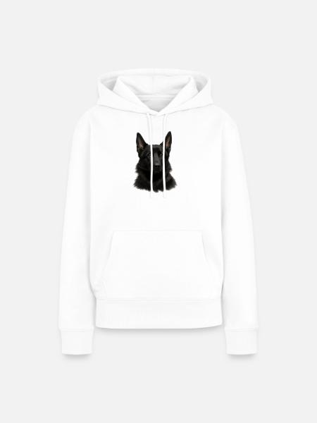 Schwarzer Schäferhund Kopfdesign - Frauen Premium Bio Hoodie - Weiß
