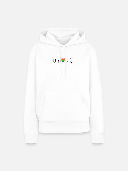 Regenbogen Herz Liebe - Frauen Premium Bio Hoodie - Weiß