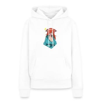 Marcel langue tirée - Sweat à capuche Premium bio Femme - blanc - Devant - Julia (174cm)