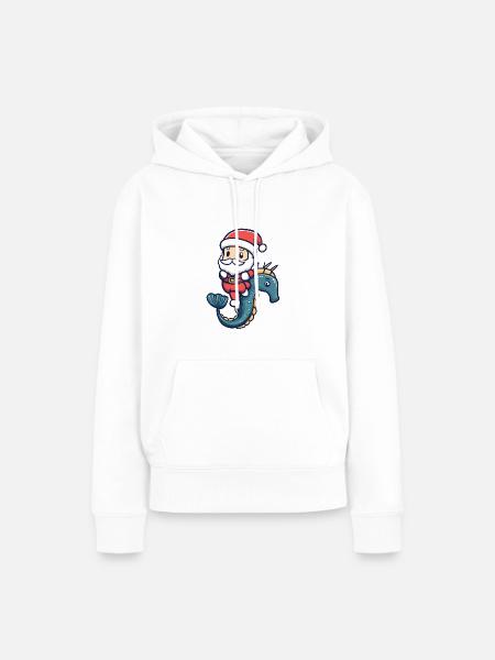 Seepferd Weihnachtsmann - Frauen Premium Bio Hoodie - Weiß
