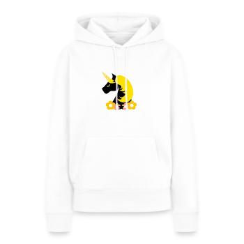 licorne jaune noire - Sweat à capuche Premium bio Femme - blanc - Devant - Julia (174cm)