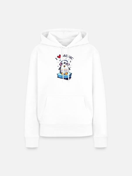 Seevogel Cool Herz PinguinTier Statement - Frauen Premium Bio Hoodie - Weiß