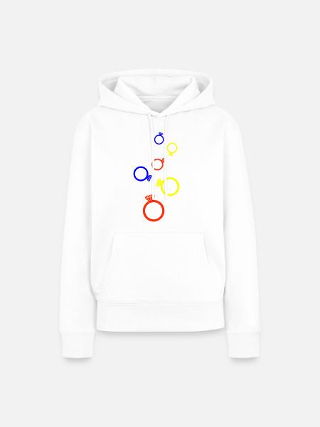 Eheringe Bunt - Frauen Premium Bio Hoodie - Weiß