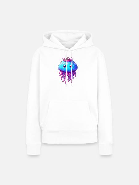 Eine Qualle mit Krone - Frauen Premium Bio Hoodie - Weiß