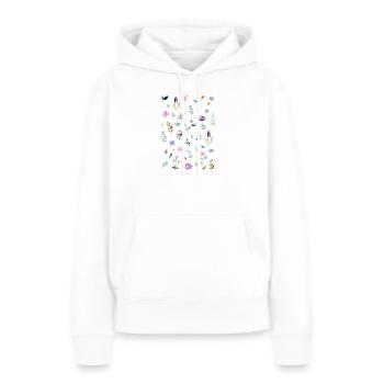 Aquarelle Florals sur Noir - Sweat à capuche Premium bio Femme - blanc - Devant - Julia (174cm)