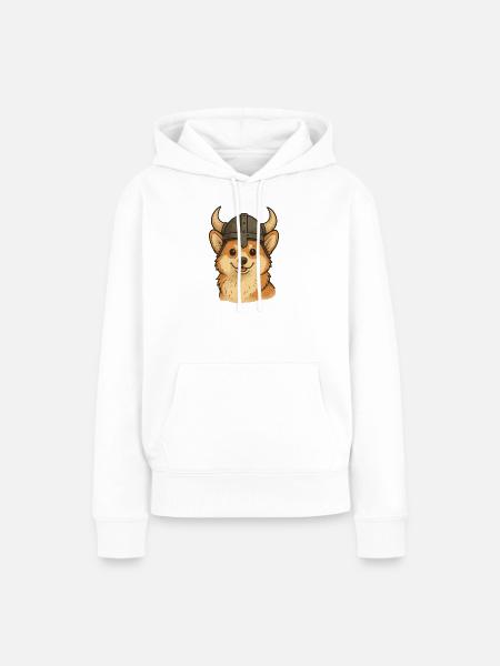 Wikinger-Hund Illustration - Frauen Premium Bio Hoodie - Weiß